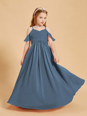 Off the Shoulder Bridesmaid Dresses for Juniors Slate Blue