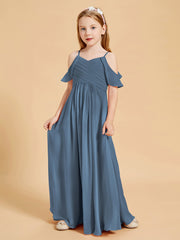 Off the Shoulder Bridesmaid Dresses for Juniors Slate Blue