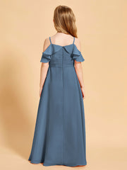 Off the Shoulder Bridesmaid Dresses for Juniors Slate Blue