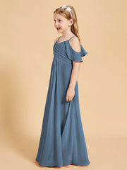 Off the Shoulder Bridesmaid Dresses for Juniors Slate Blue