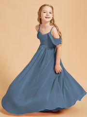 Off the Shoulder Bridesmaid Dresses for Juniors Slate Blue