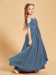 Off the Shoulder Bridesmaid Dresses for Juniors Slate Blue