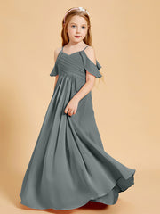 Off the Shoulder Bridesmaid Dresses for Juniors Steel Grey
