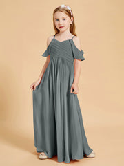 Off the Shoulder Bridesmaid Dresses for Juniors Steel Grey