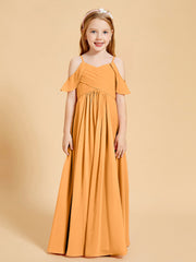 Off the Shoulder Bridesmaid Dresses for Juniors Tangerine