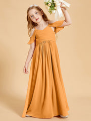 Off the Shoulder Bridesmaid Dresses for Juniors Tangerine