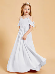 Off the Shoulder Bridesmaid Dresses for Juniors White