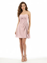 Strapless Short Summer Bridesmaid Dresses-Dusty Rose