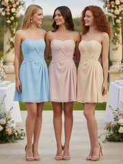 Strapless Short Summer Bridesmaid Dresses-Dusty Rose
