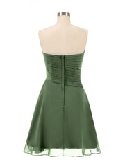 Strapless Short Summer Bridesmaid Dresses-Olive Green