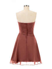 Strapless Short Summer Bridesmaid Dresses-Terracotta
