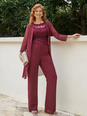 Flowy Simple 3/4-Length Sleeves Jacket Wrap Burgundy