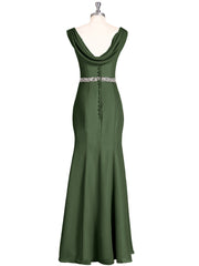 Chiffon Sheath Dress with Beaded Waistband-Olive Green Plus Size