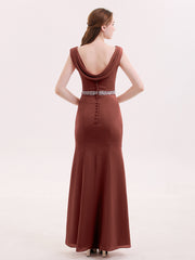 Chiffon Sheath Dress with Beaded Waistband-Terracotta