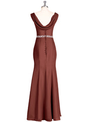 Chiffon Sheath Dress with Beaded Waistband-Terracotta