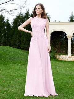 Elegant Illusion Lace Appliqued Dress With Buttons Blushing Pink