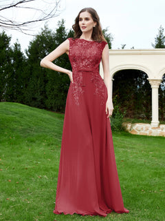 Elegant Illusion Lace Appliqued Dress With Buttons Burgundy