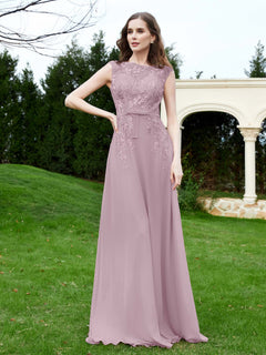 Elegant Illusion Lace Appliqued Dress With Buttons Dusk
