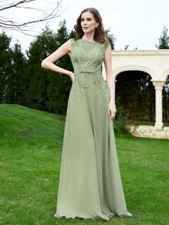 Elegant Illusion Lace Appliqued Dress With Buttons Dusty Sage
