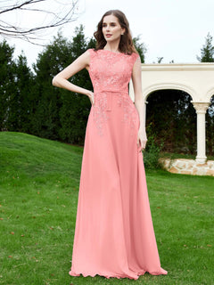 Elegant Illusion Lace Appliqued Dress With Buttons Flamingo