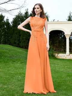 Elegant Illusion Lace Appliqued Dress With Buttons Orange