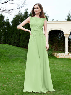 Elegant Illusion Lace Appliqued Dress With Buttons Sage