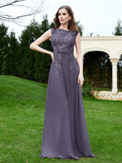 Elegant Illusion Lace Appliqued Dress With Buttons Stormy