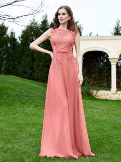 Elegant Illusion Lace Appliqued Dress With Buttons Sunset