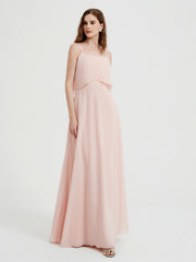 Spaghetti Straps Simple Bridesmaid Dresses-Pearl Pink