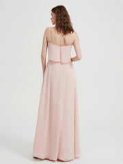 Spaghetti Straps Simple Bridesmaid Dresses-Pearl Pink