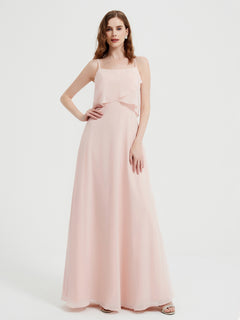 Spaghetti Straps Simple Bridesmaid Dresses-Pearl Pink