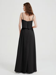 Spaghetti Straps Simple Bridesmaid Dresses-Black