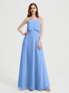 Spaghetti Straps Simple Bridesmaid Dresses-Blue