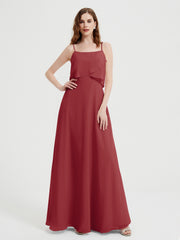 Spaghetti Straps Simple Bridesmaid Dresses-Burgundy