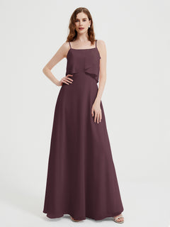 Spaghetti Straps Simple Bridesmaid Dresses-Cabernet Plus Size