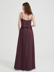 Spaghetti Straps Simple Bridesmaid Dresses-Cabernet