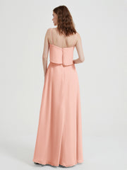 Spaghetti Straps Simple Bridesmaid Dresses-Coral