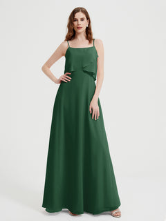 Spaghetti Straps Simple Bridesmaid Dresses-Dark Green Plus Size