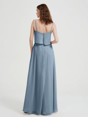 Spaghetti Straps Simple Bridesmaid Dresses-Dusty Blue