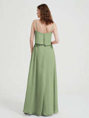 Spaghetti Straps Simple Bridesmaid Dresses-Dusty Sage