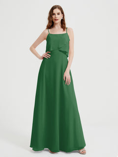 Spaghetti Straps Simple Bridesmaid Dresses-Emerald Plus Size