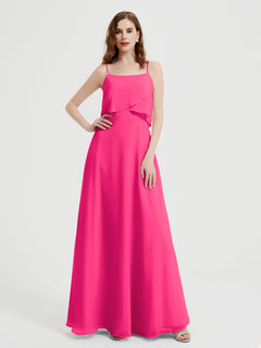 Spaghetti Straps Simple Bridesmaid Dresses-Fuchsia