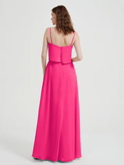 Spaghetti Straps Simple Bridesmaid Dresses-Fuchsia