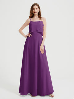 Spaghetti Straps Simple Bridesmaid Dresses-Grape