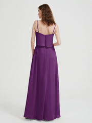 Spaghetti Straps Simple Bridesmaid Dresses-Grape