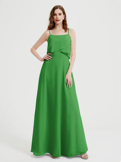 Spaghetti Straps Simple Bridesmaid Dresses-Green Plus Size