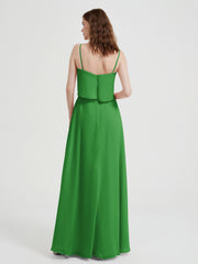Spaghetti Straps Simple Bridesmaid Dresses-Green