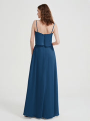 Spaghetti Straps Simple Bridesmaid Dresses-Ink Blue