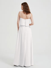 Spaghetti Straps Simple Bridesmaid Dresses-Ivory