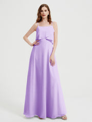 Spaghetti Straps Simple Bridesmaid Dresses-Lilac